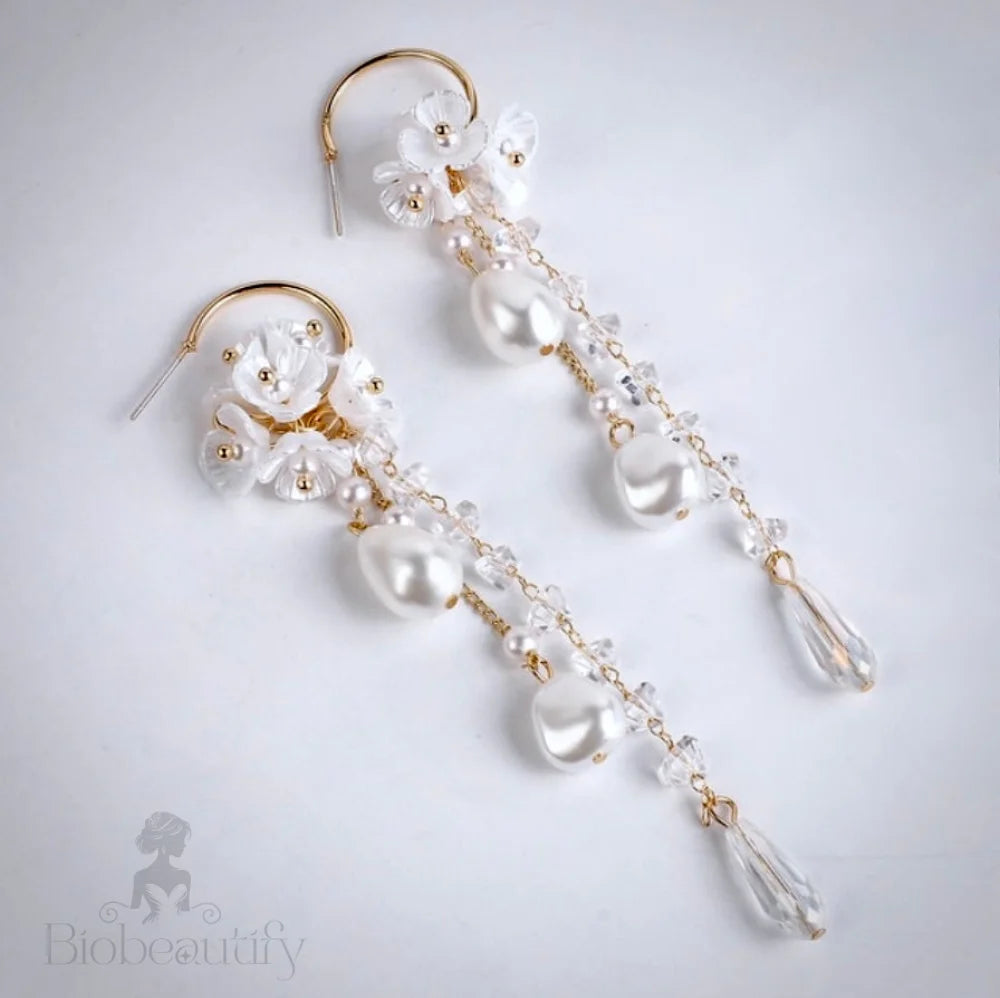 Lottie Bohemian Crystal And Pearl Bridal Earrings