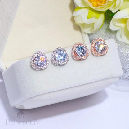 Lou Cz Bridal Stud Earrings Gold Silver Options