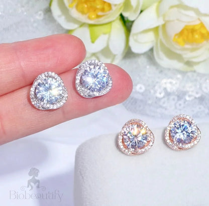 Lou Cz Bridal Stud Earrings Gold Silver Options