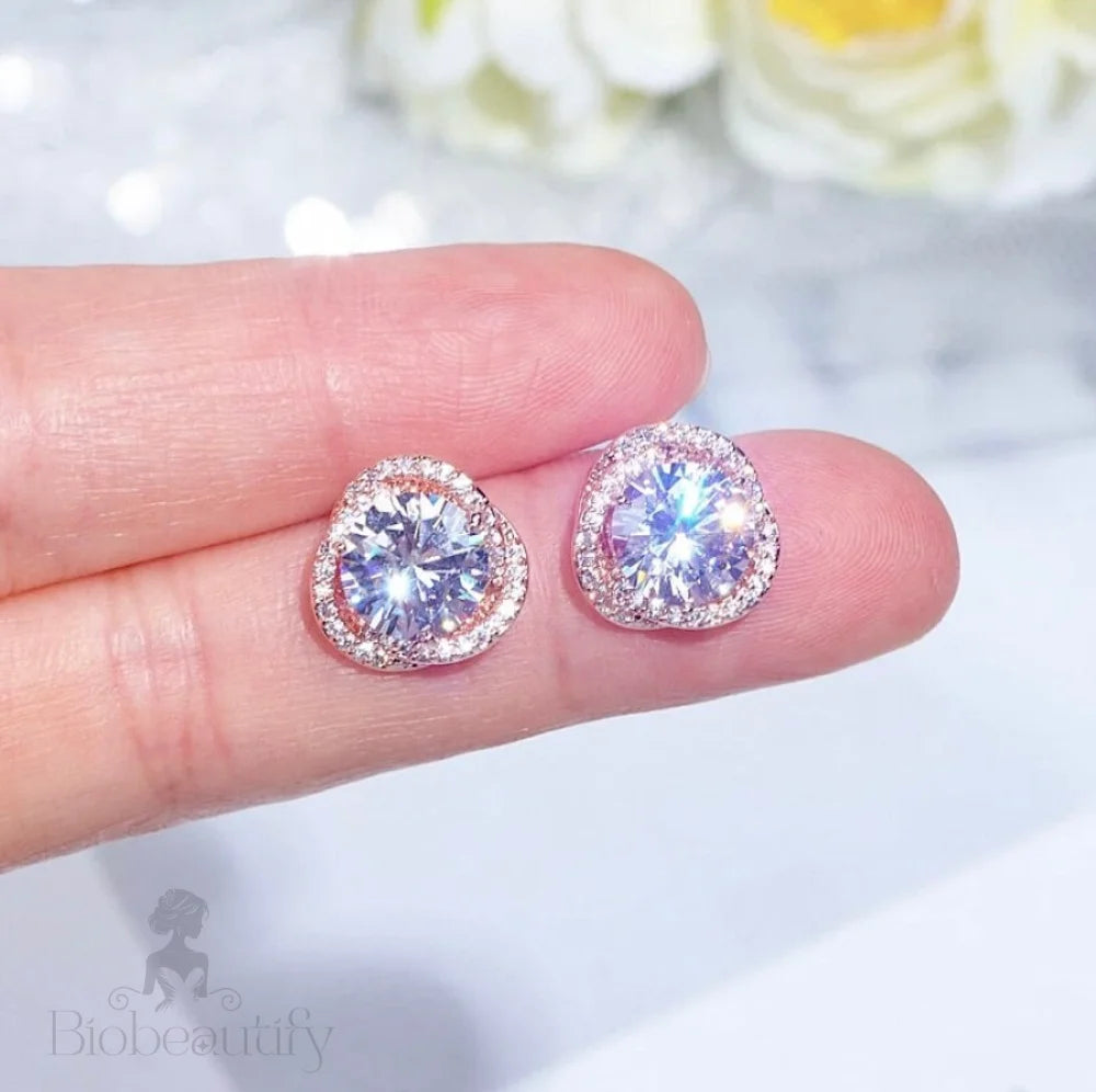 Lou Cz Bridal Stud Earrings Gold Silver Options