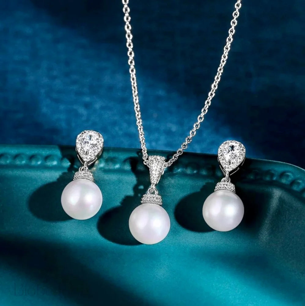 Louella Pearl And Cz Jewelry Set In Gold Silver