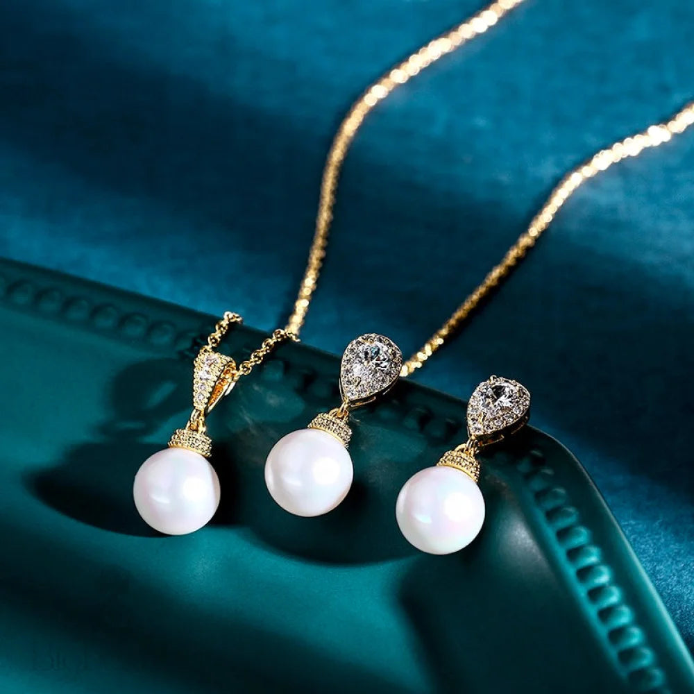 Louella Pearl And Cz Jewelry Set In Gold Silver