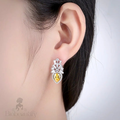 Loulou Yellow Cubic Zirconia Wedding Earrings