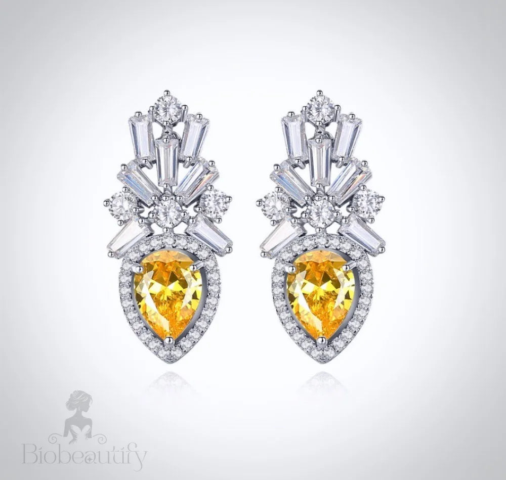 Loulou Yellow Cubic Zirconia Wedding Earrings