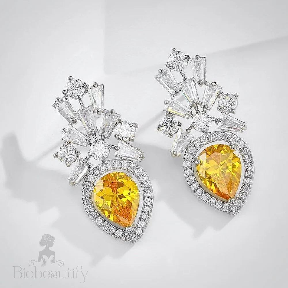 Loulou Yellow Cubic Zirconia Wedding Earrings