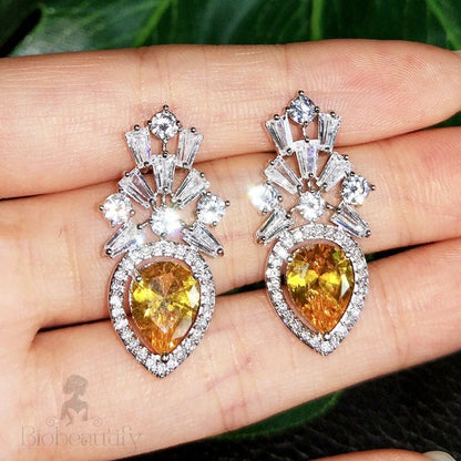 Loulou Yellow Cubic Zirconia Wedding Earrings