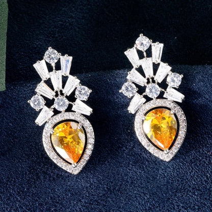 Loulou Yellow Cubic Zirconia Wedding Earrings