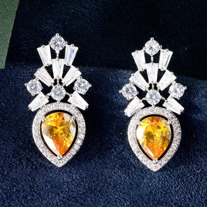 Loulou Yellow Cubic Zirconia Wedding Earrings