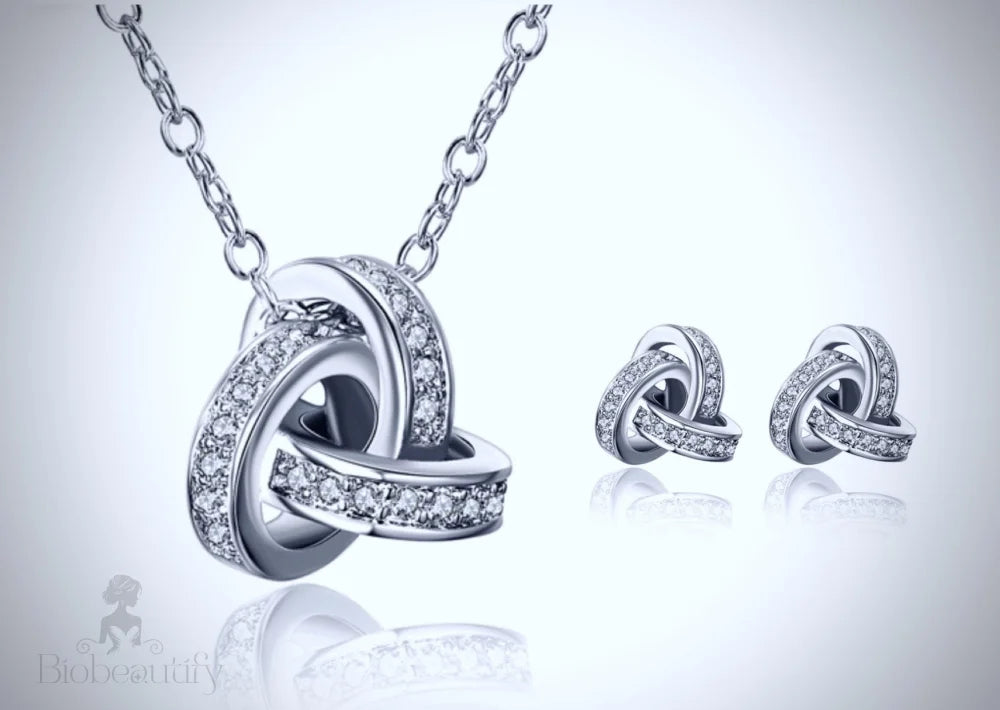 Wedding Jewelry - Cubic Zirconia Necklace and Earrings Set - Available in Silver