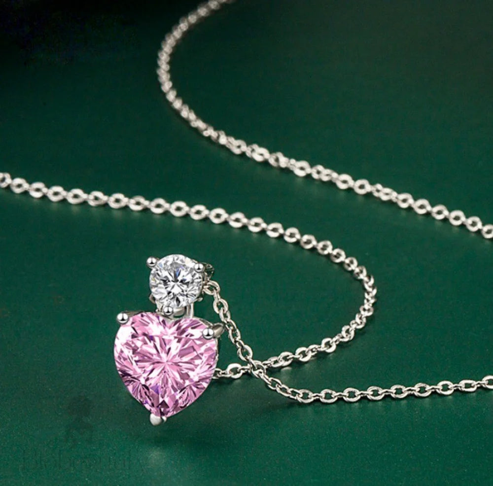 Lovella Pink Heart Cubic Zirconia Bridal Jewelry Set