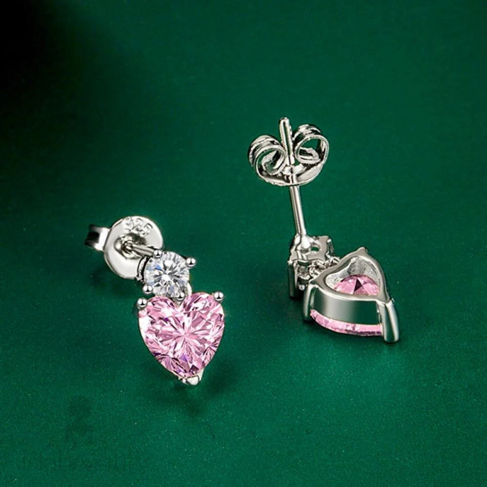 Lovella Pink Heart Cubic Zirconia Bridal Jewelry Set