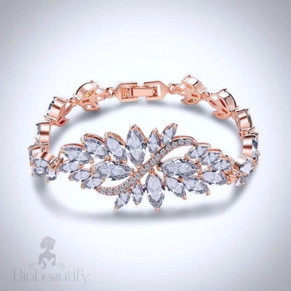 Luana Cubic Zirconia Bridal Bracelet In Yellow Gold Silver And Rose