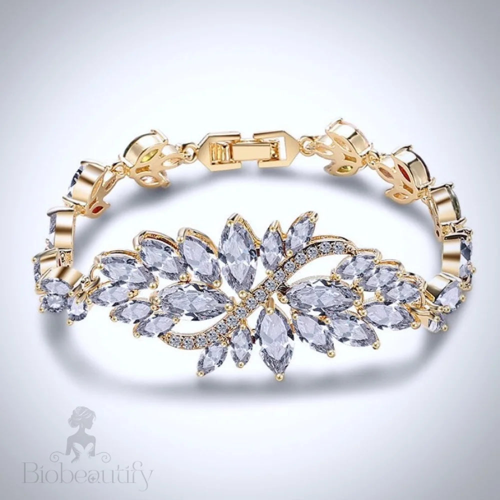 Luana Cubic Zirconia Bridal Bracelet In Yellow Gold Silver And Rose