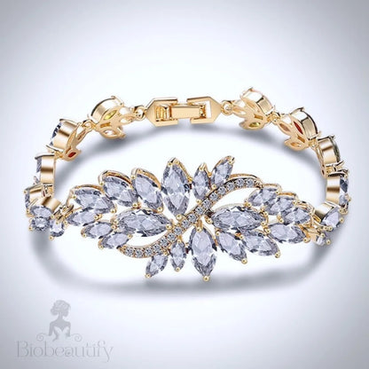 Luana Cubic Zirconia Bridal Bracelet In Yellow Gold Silver And Rose