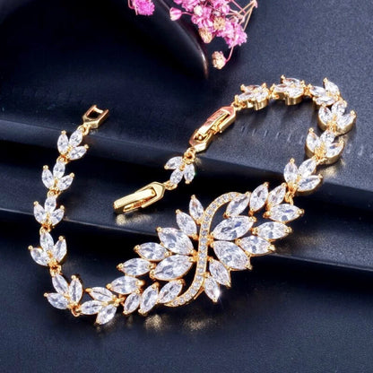 Wedding Jewelry - Cubic Zirconia Bridal Bracelet - Available in Yellow Gold