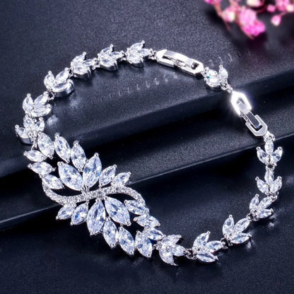 Luana Cubic Zirconia Bridal Bracelet In Yellow Gold Silver And Rose