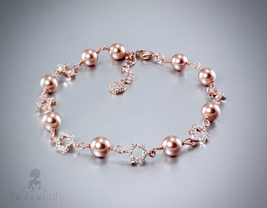 Lucia Swarovski Pearl Rose Gold Bridal Bracelet