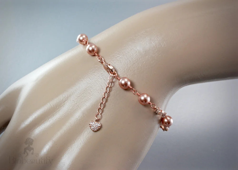 Lucia Swarovski Pearl Rose Gold Bridal Bracelet