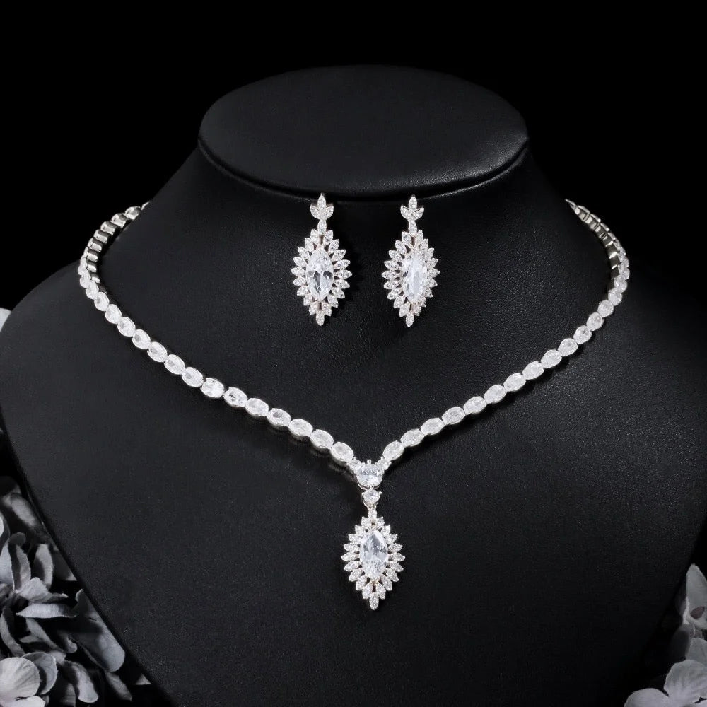 Luella Cubic Zirconia Bridal Jewelry Set In Silver And Gold