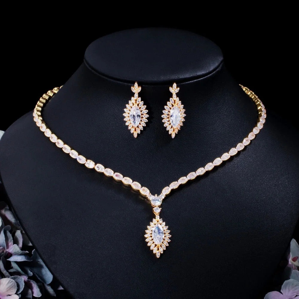 Luella Cubic Zirconia Bridal Jewelry Set In Silver And Gold