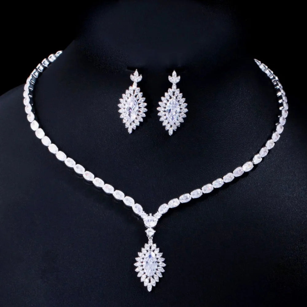 Luella Cubic Zirconia Bridal Jewelry Set In Silver And Gold