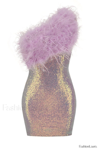Lulu Mini Stylish Sequin Dress XS / Lilac
