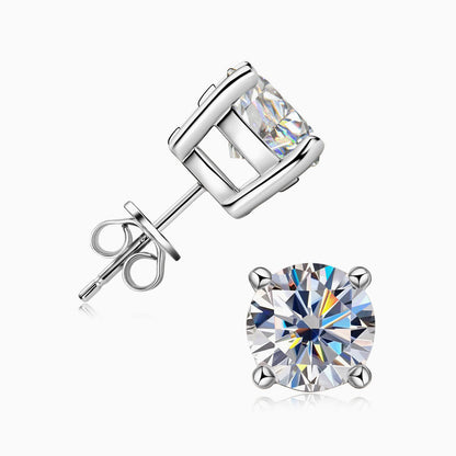 Sterling Silver Four Prong Moissanite Solitaire Stud Earrings / 0.3Ct