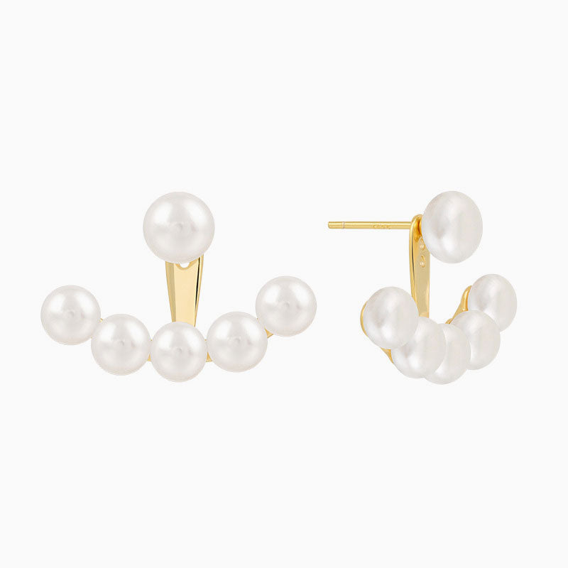 Freshwater Pearl 18K Gold Plated Ear Jacket Earrings White / One Size