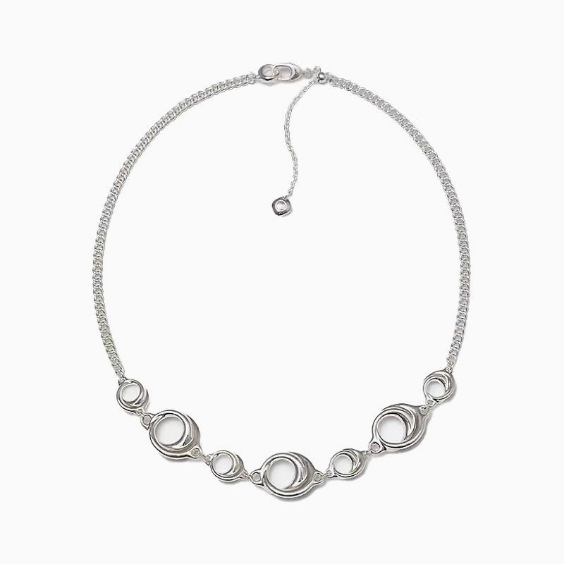 Sterling Silver Plated 18’’ Curb Chain Open Hoop Necklace / One Size