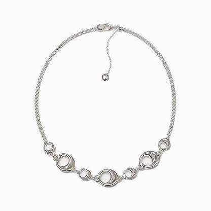 Sterling Silver Plated 18’’ Curb Chain Open Hoop Necklace / One Size