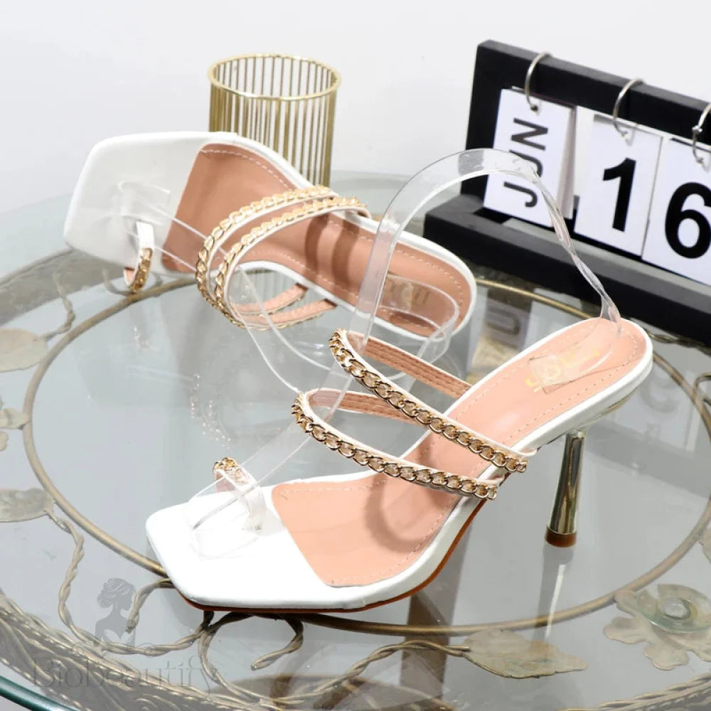 Luxurious Open-Toed Square High-Heeled Sandals With Thin 9.5Cm Heels