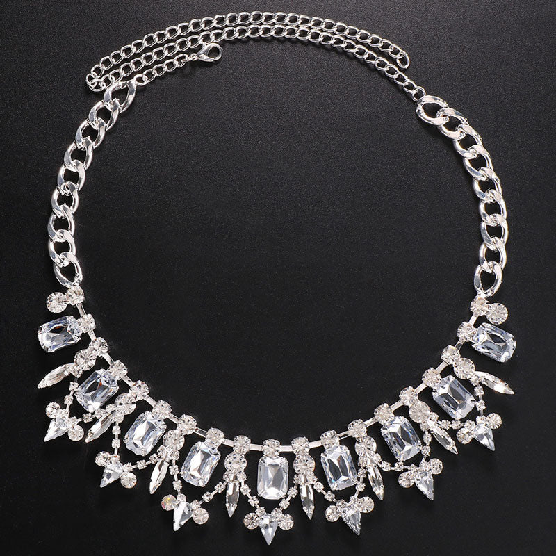Gemstone Crystal Collar Necklace - Silver One Size /