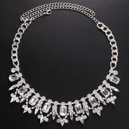 Gemstone Crystal Collar Necklace - Silver One Size /