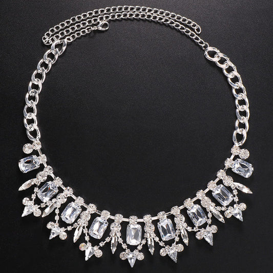 Gemstone Crystal Collar Necklace - Silver One Size /