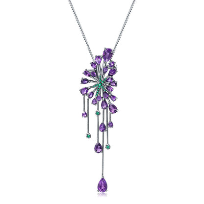 Luxury Green Nano Emerald Amethyst Pendant Necklace Purple / One Size
