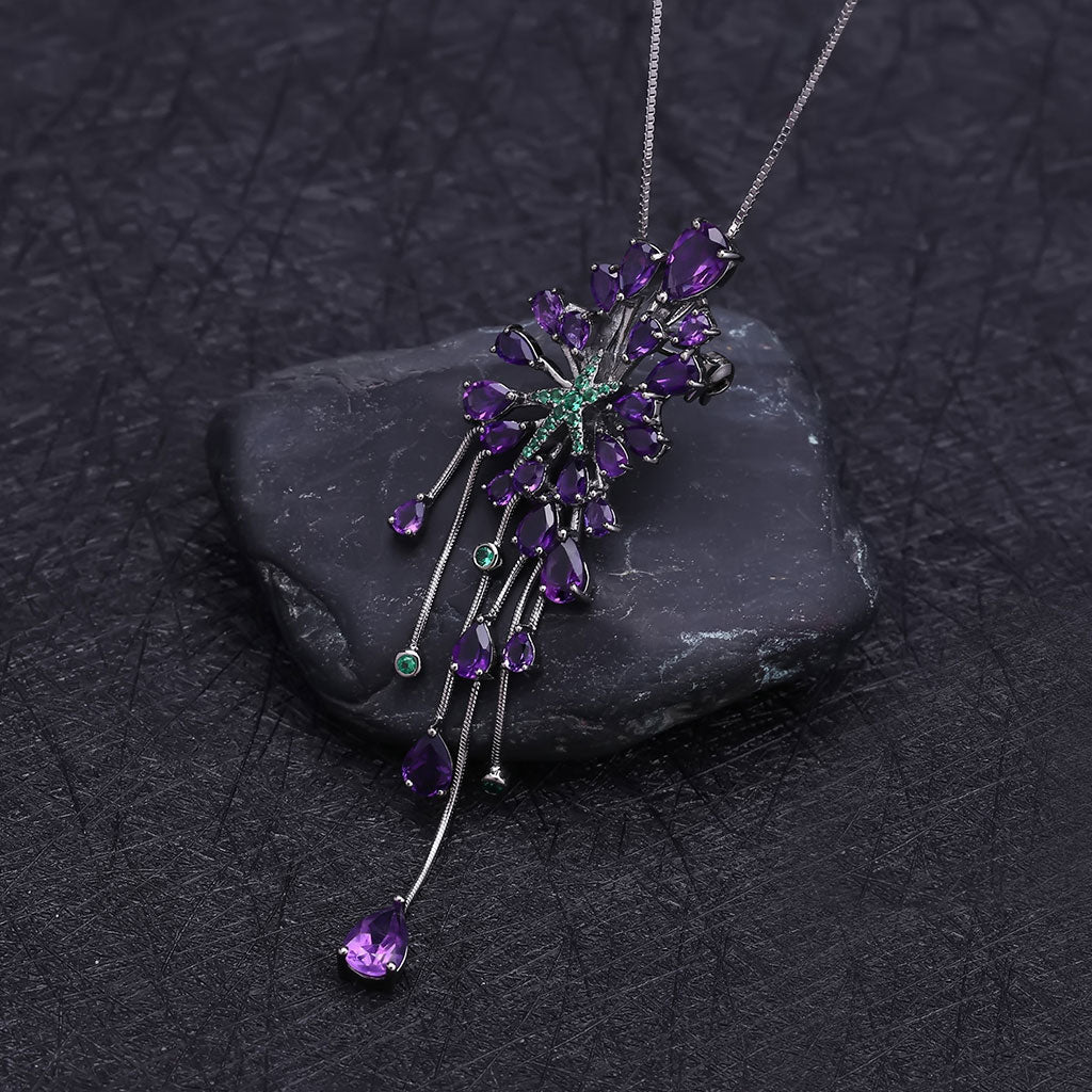Luxury Green Nano Emerald Amethyst Pendant Necklace