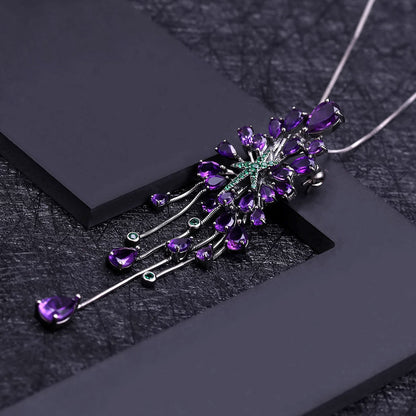 Luxury Green Nano Emerald Amethyst Pendant Necklace