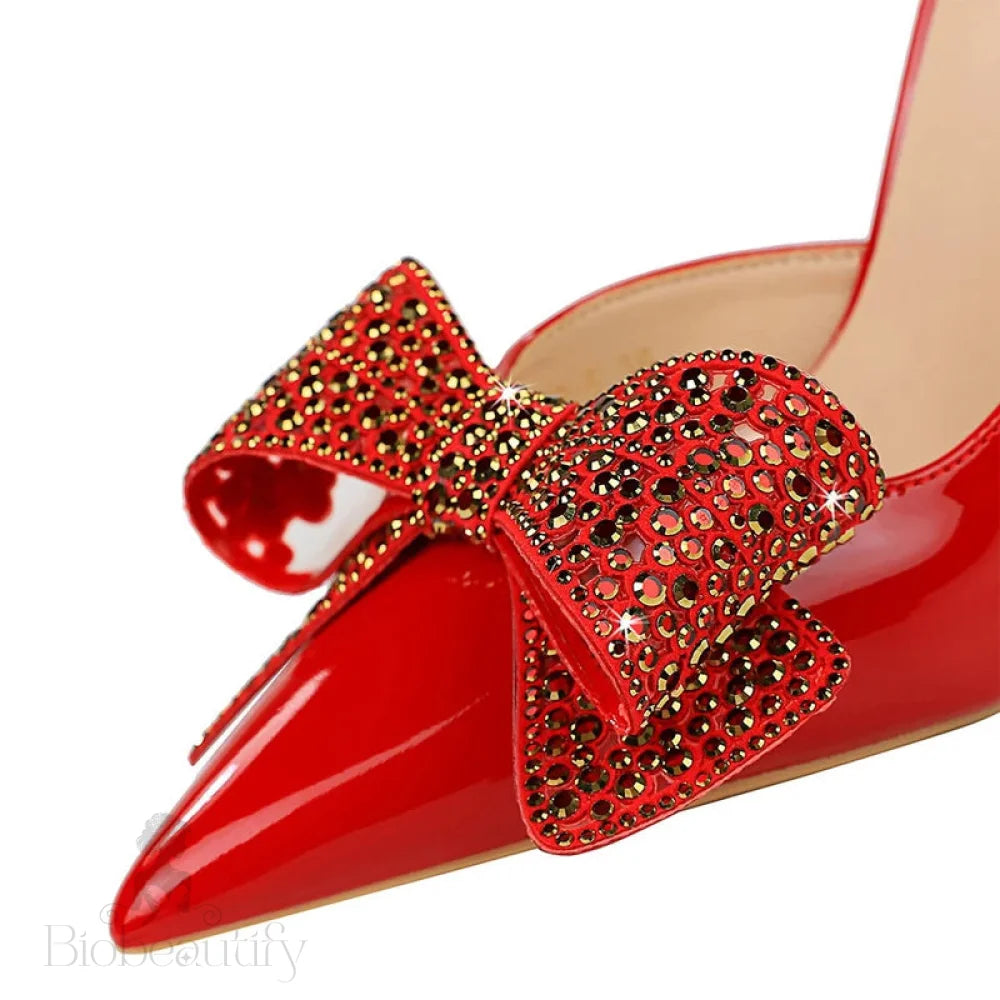 Luxury Rhinestone Bowknot Lady Heels 10.5Cm