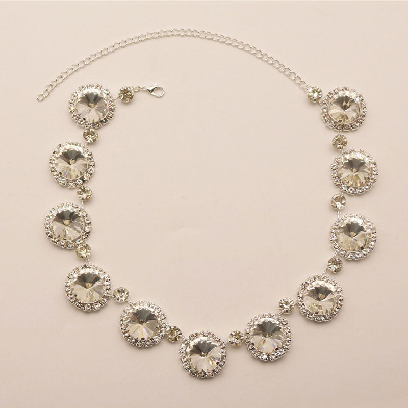 Luxury Gemstone Crystal Round Cut Collar Necklace - Silver One Size /