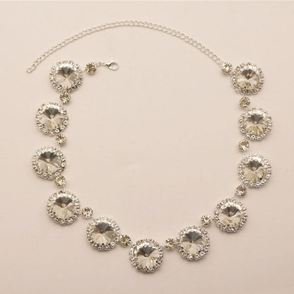 Luxury Gemstone Crystal Round Cut Collar Necklace - Silver One Size /
