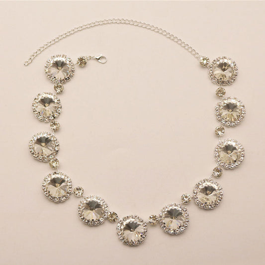 Luxury Gemstone Crystal Round Cut Collar Necklace - Silver One Size /