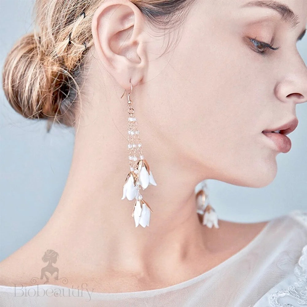 Lyanna Bohemian Floral Ceramic Bridal Earrings