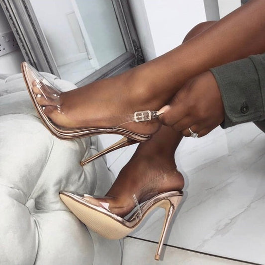 Terry Rose Gold Slingback Heels 6 /