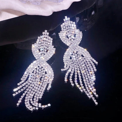 Mackenzie Silver Rhinestone Wedding Earrings