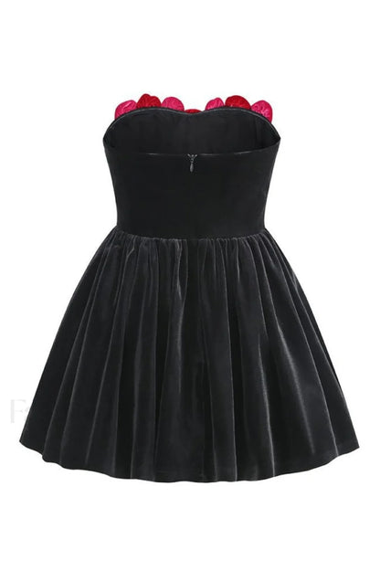 Macrouli Floral Velvet Charming Off Shoulder Mini Dress