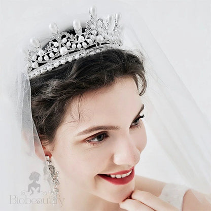 Maddison Pearl Bridal Tiara Silver Gold Options