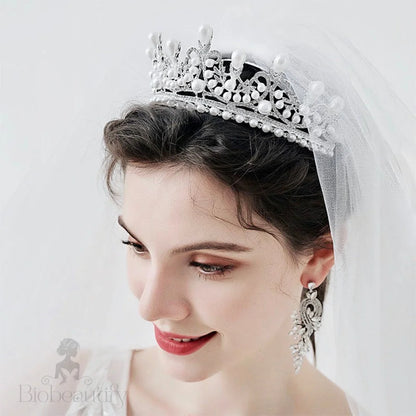 Maddison Pearl Bridal Tiara Silver Gold Options