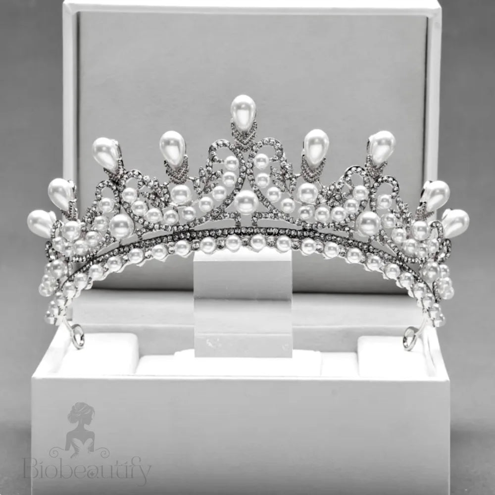 Maddison Pearl Bridal Tiara Silver Gold Options