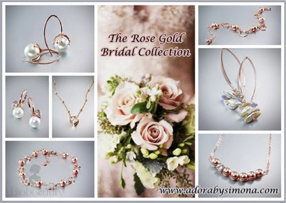 Madeline Rose Gold Pearl Geometric Bridal Jewelry Set