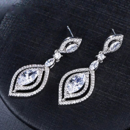 Mae Silver Cz Bridal Earrings